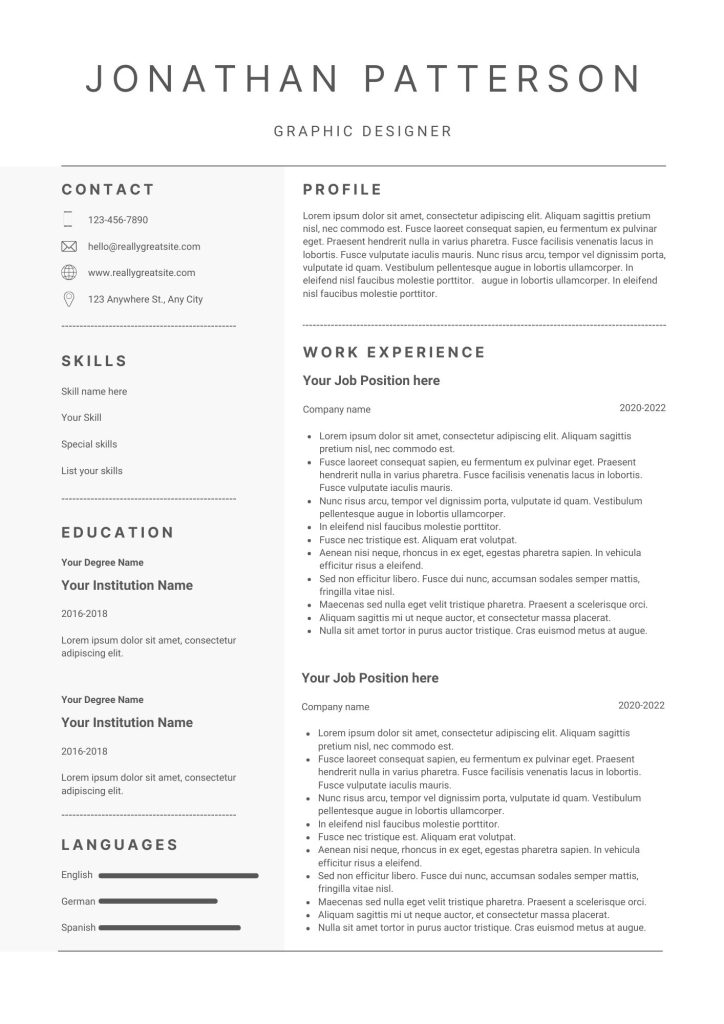 plantilla cv inglés